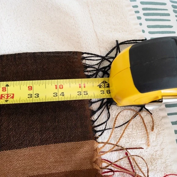 Plaid Rectangular Scarf 26" x 70"  Red, Yellow, Maroon & Gray - Picture 9 of 9